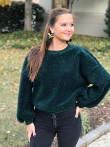 Sit Back Cropped Green Sweater