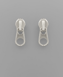 Zip It Earrings -Silver
